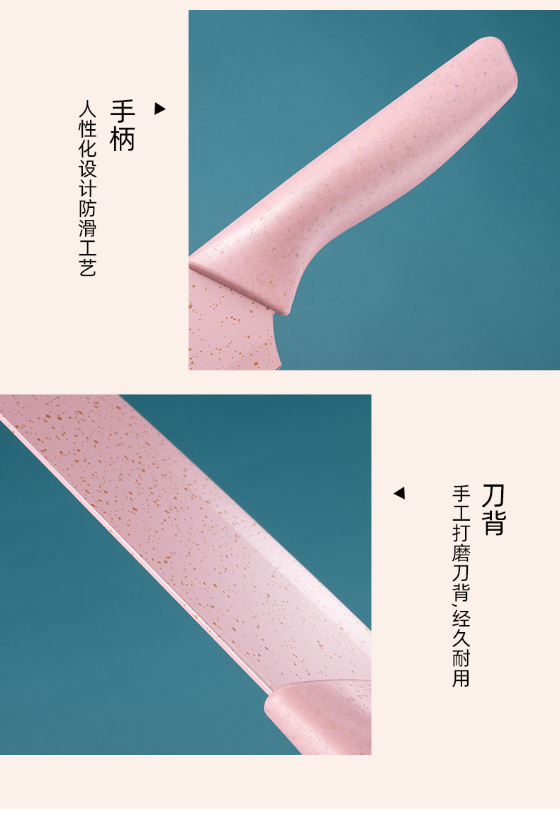 Stainless steel gift knife set, macaron knives, wheat straw six-piece knife set, colored wheat straw six-piece knife set pic 12