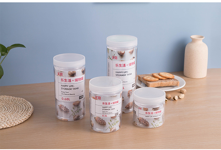 Five-grain storage boxes, plastic bottles, kitchen food storage cans, dry goods sealed, round, household wholesale pic 17