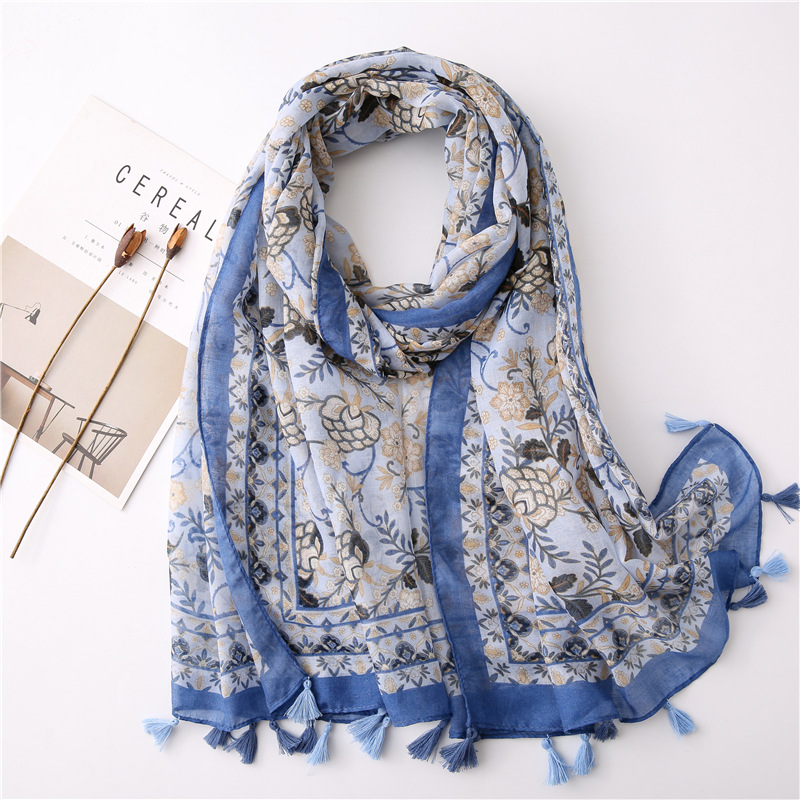 Japanese-style artistic and fresh cotton and linen scarf, retro patchwork Bohemian cashew print silk scarf, beautiful sun protection scarf, whisker, Korean cotton dense Bali gauze scarf shawl pic 40