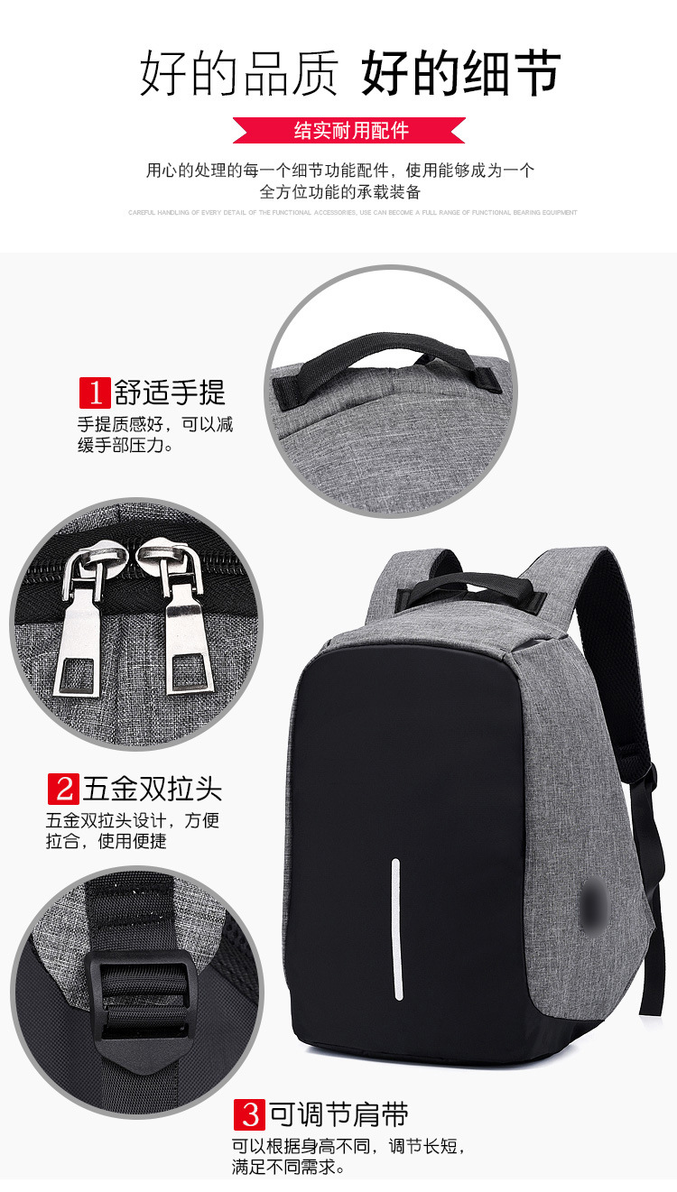 Venta directa de fábrica nueva mochila anti-robo multifuncional mochila recargable usb inteligente para hombres casual business travel bag pic 4