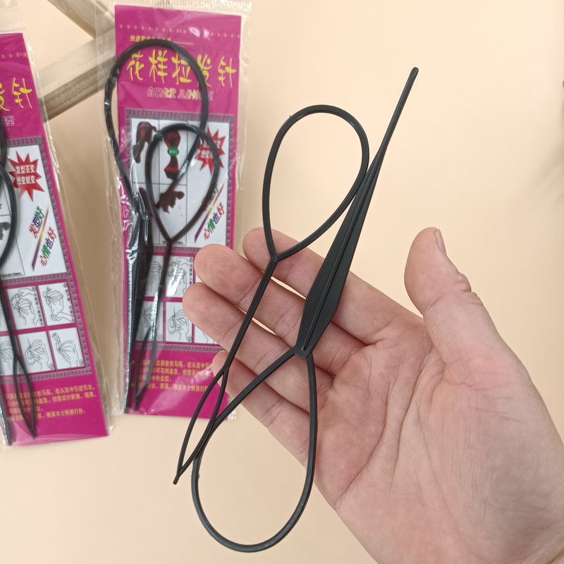 【 Zone 3-10 】 Black 2-piece hair braid set 100/ pack 3200/ box Black hair puller and braid for adults and children Simple braid, hair tying and threading rod set, decorative hair threading needle and hair braid for foreign trade pic 1