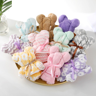 厂家直供珊瑚绒小熊造型毛巾 结婚礼品小熊毛巾30*30婚庆方巾批发详情3