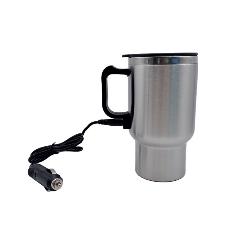 12V inner plastic outer steel car insulated cup, car heating cup, water boiling cup, stainless steel car water kettle pic 5