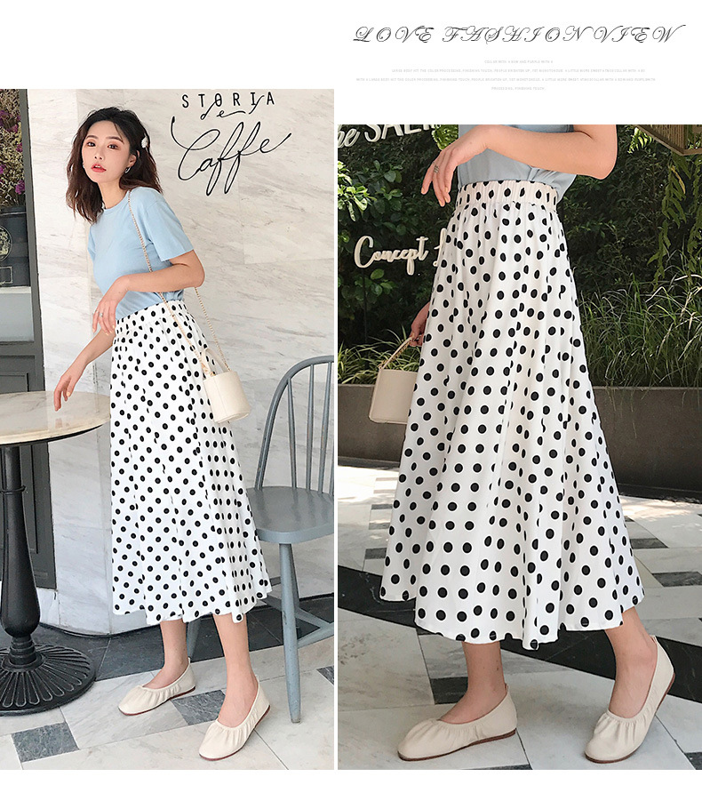 Spring/Summer polka dot skirt 2023 new style Versatile high-waisted fairy dress, fashionable long dress, thin umbrella dress pic 9