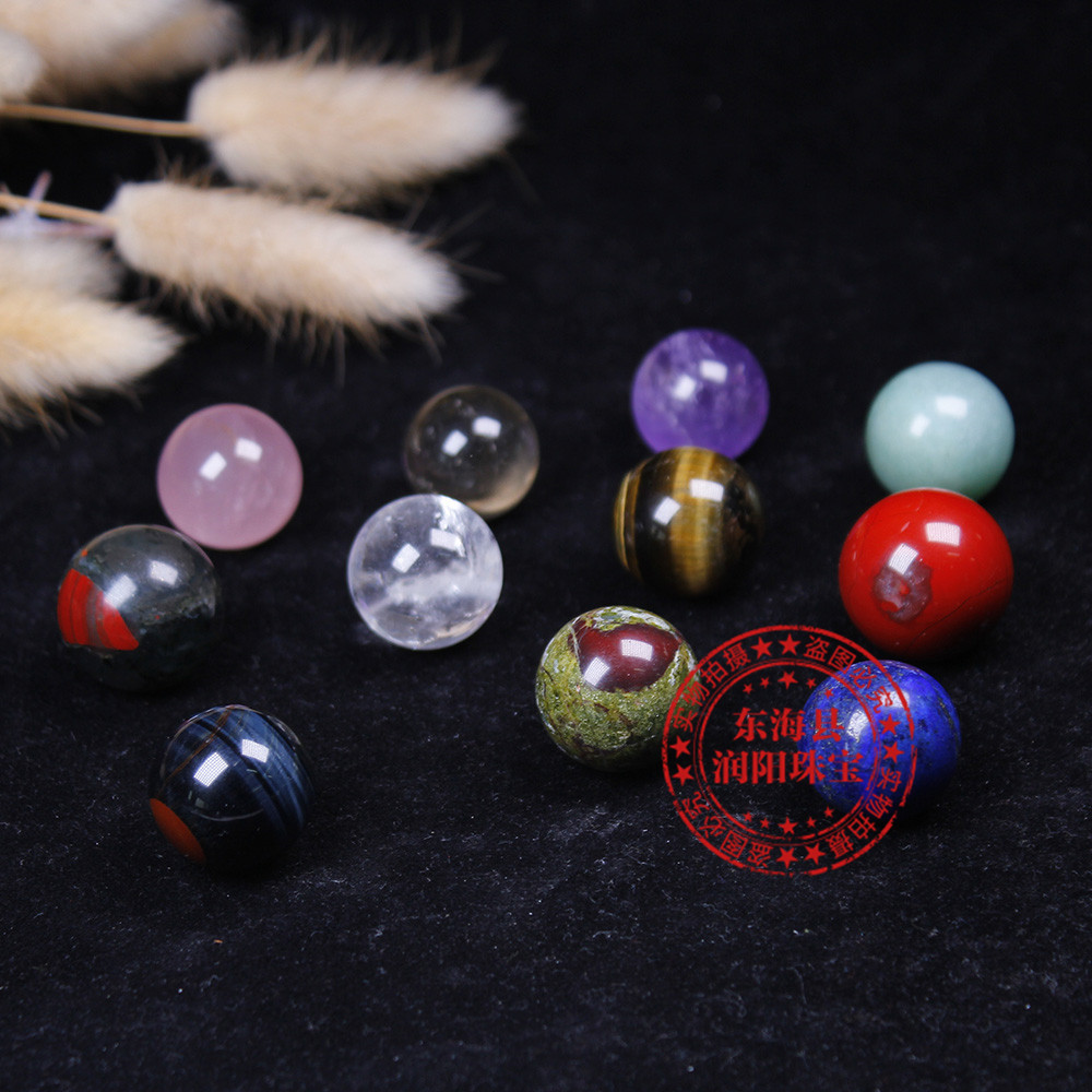 2cm天然水晶粉白紫水晶球无孔圆珠diy饰品配件散珠风水球家居摆件详情11