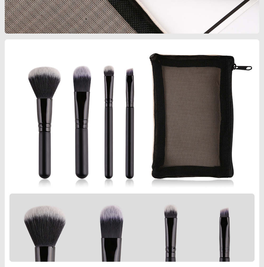 卓尔雅迷你化妆刷套装修容粉底液旅行便携黑色软毛美容护肤彩妆工具详情12