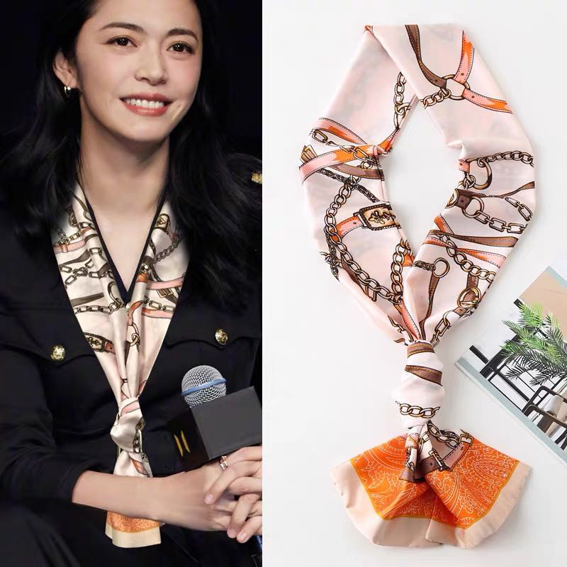 爆款长条小丝巾长款装饰围巾绸缎飘带职业装搭配商务小领巾女礼品详情19