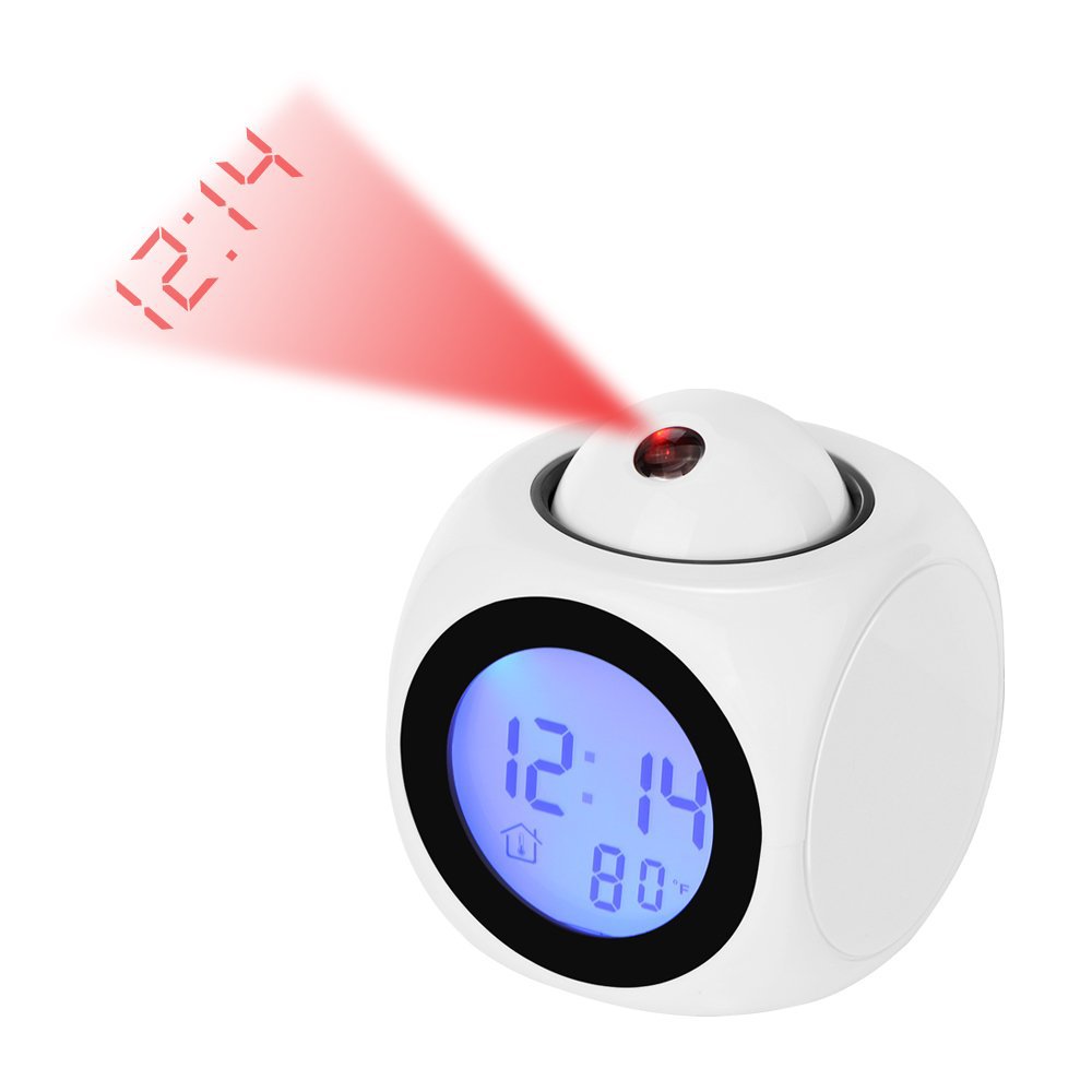New multi-functional English projection clock, LED light projection alarm clock, voice announcement clock projection clock pic 13