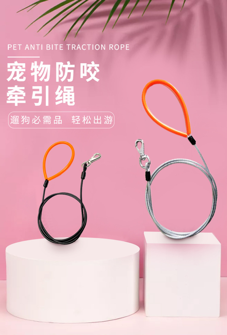 防咬狗链牵引绳钢丝狗绳宠物用品宠物防咬绳亚马逊多规格现货详情1
