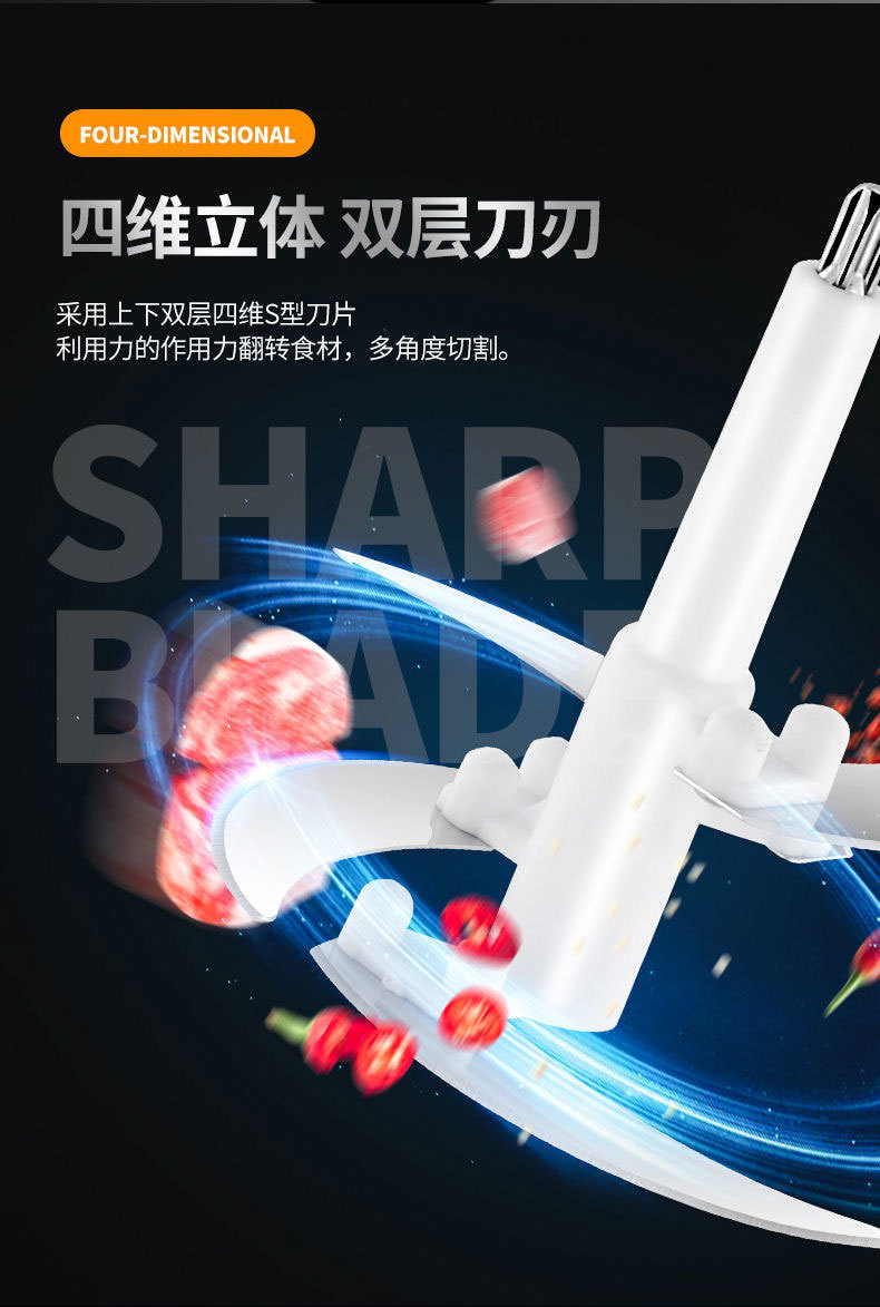 Stainless steel kitchen meat grinder, household 2L automatic food processor, small meat grinder, 3-liter meat and vegetable grinder wholesale pic 6