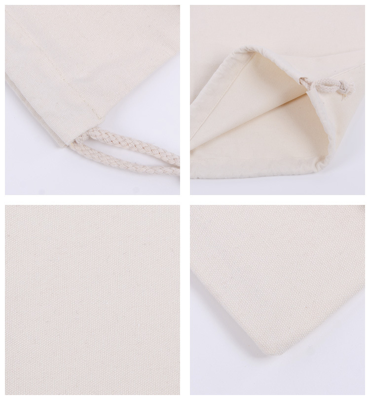 Wholesale and in-stock white drawstring cotton drawstring bags, blank eco-friendly gift packaging, storage canvas drawstring bags pic 25