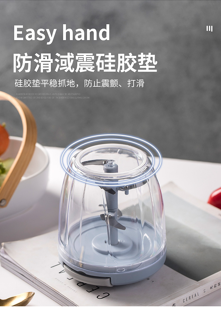 Rope-pulling vegetable cutter, garlic paste mixer, small garlic mince, chili paste, fruit puree, baby complementary food magic tool, food processor pic 13