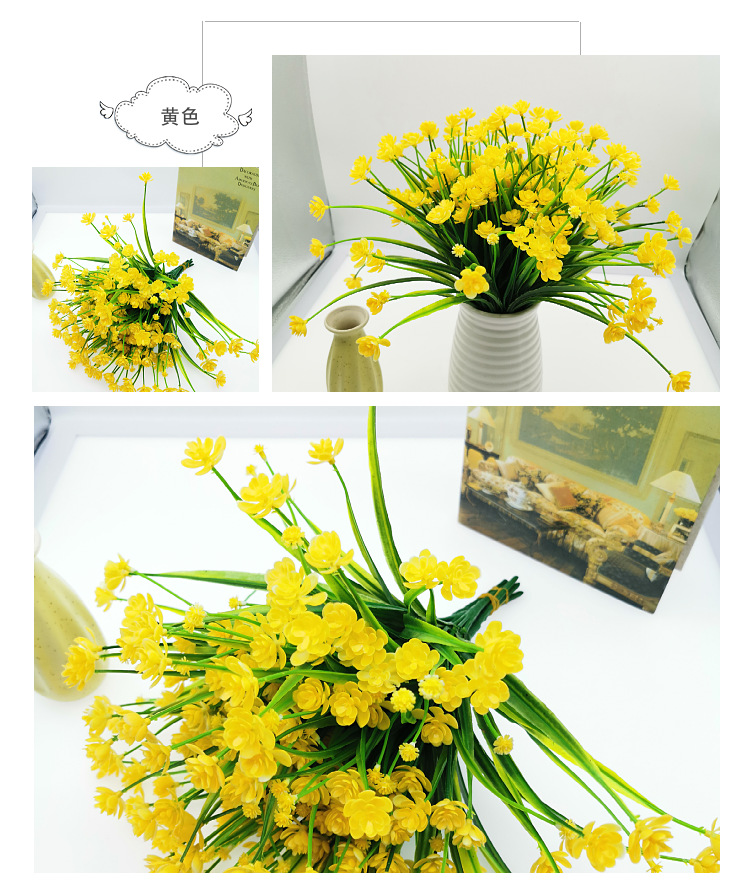 Amazon Spring grass camellia, small rose, corn, artificial flower bouquet, plastic artificial flower, outdoor UV-resistant artificial flower gift box, decorative items, indoor and outdoor decorative floral art pic 13