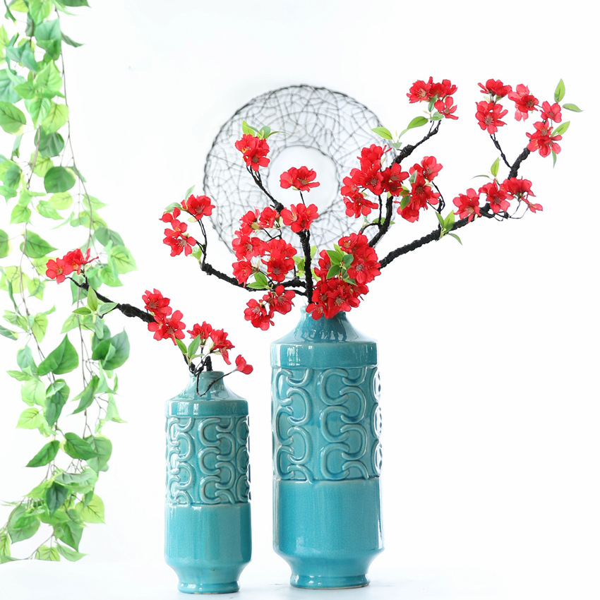 Red plum blossoms, artificial flowers, large foam branches, cherry blossoms, silk flowers, soft furnishings, home decoration, scene arrangement, artificial plants, ecological beautification of space pic 3