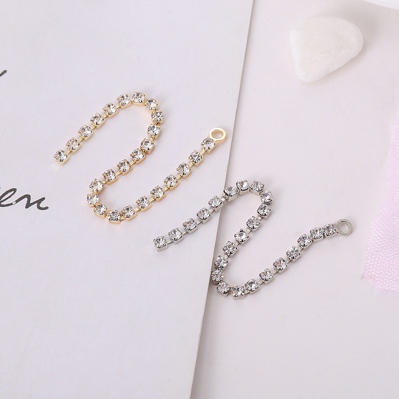 Best-selling diy water diamond claw chain, welded earrings, tassel accessories, earrings, versatile heart-shaped round five-pointed star ear strings pic 21