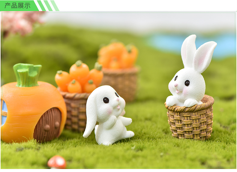 Micro landscape, cute animals, cartoon rabbits, carrot house, adorable rabbits, garden resin ornaments and accessories, Year of the Rabbit decorations pic 40