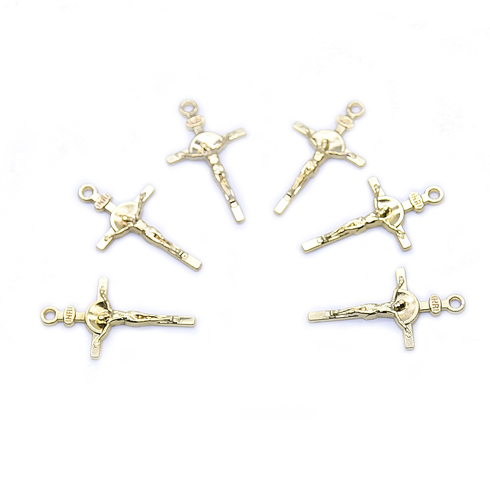 (10 pieces per pack) Cross pendant, gold DIY jewelry accessory, rosary necklace pic 2