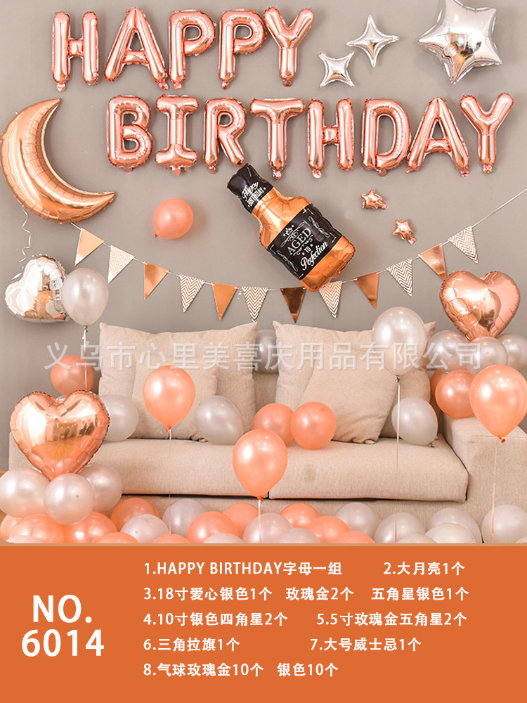 女朋友生日派对场景布置装饰气球套装生日快乐铝膜气球字母数字详情18