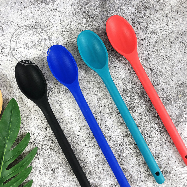 In-stock kitchen tools, solid color, extended handle, large silicone salad, denser silicone spoon, large and denser pic 10