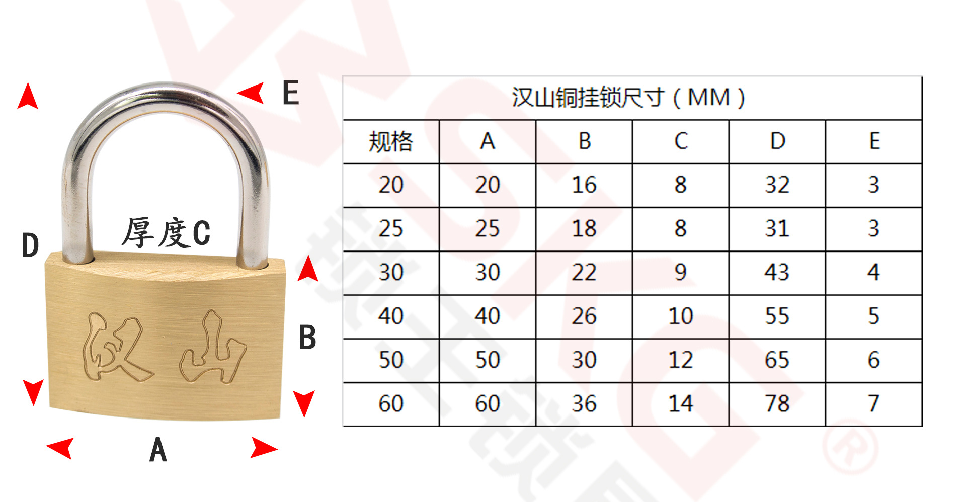 汉山牌铜挂锁/防水挂锁/铜锁/互开挂锁/电力锁详情4