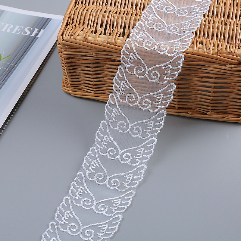 Factory wholesale of 5.5cm organza wings, DIY handcrafted home soft furnishings, lace bedding, wedding lace pic 12