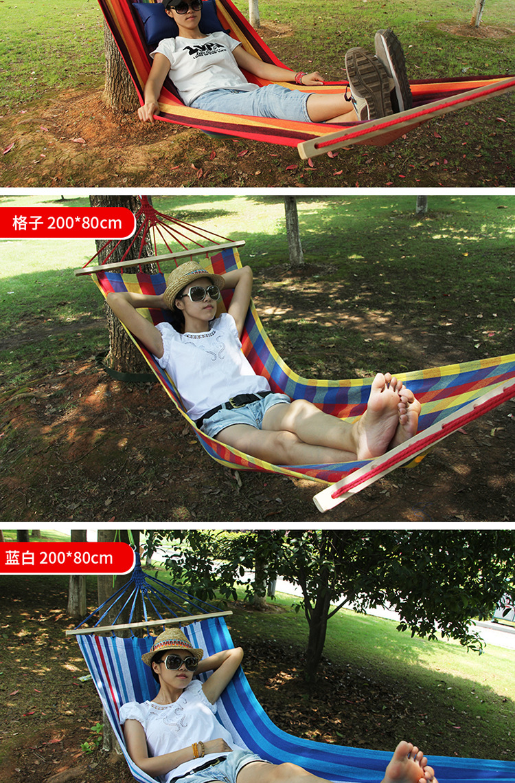 硬直棒吊床  户外单双人加厚帆布宿舍秋千成人吊床  跨境一件代发详情11