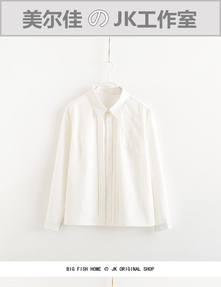 JK衬衫春夏季风琴褶基础款制服上衣长袖短袖女学生学院风现货批发详情5