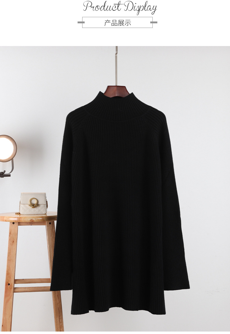 This mid-length sweater is a loose and simple Korean style pullover for women in autumn and winter. Pair it with a thick and warm base knitted sweater for a trendy top pic 9