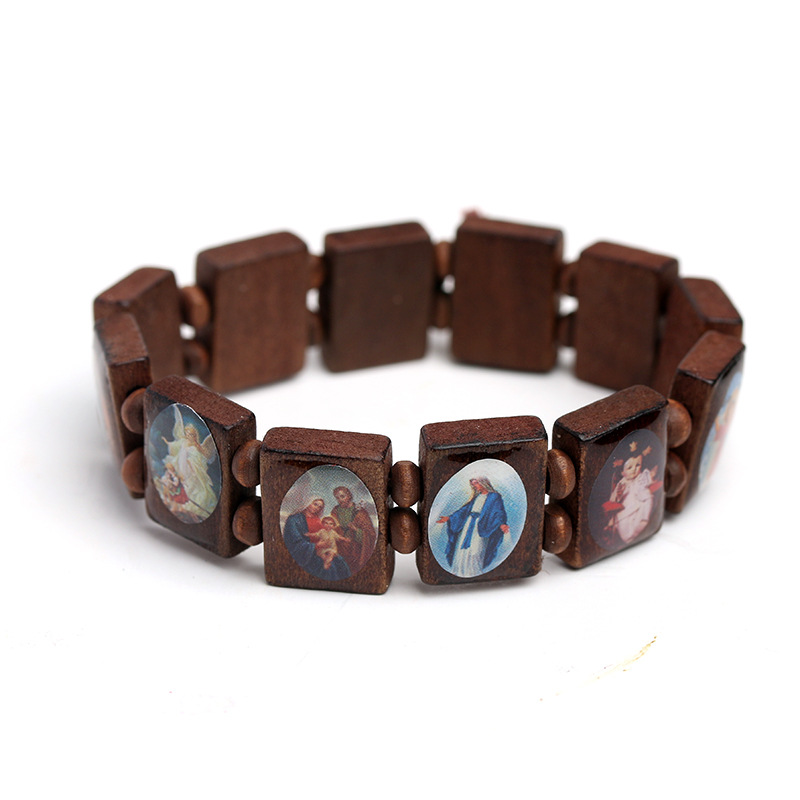 Natural wooden bracelets for both men and women, oil-dripping colored prayer beads bracelets, AliExpress export accessories wholesale pic 12