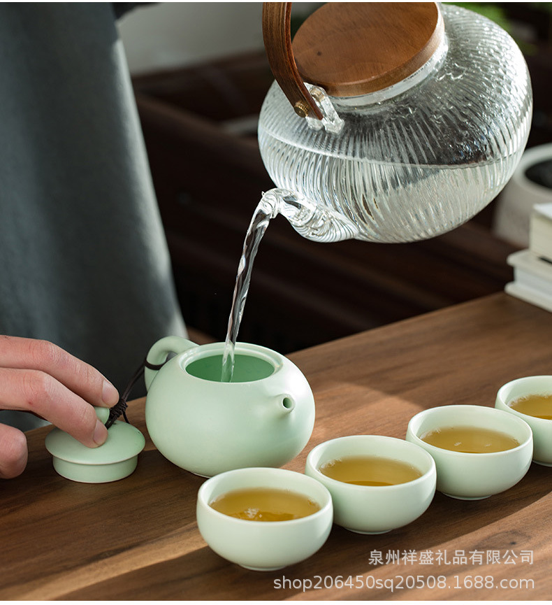 Ding Kiln Kung Fu Travel tea set, ceramic complete set, outdoor portable tea set wholesale gift, one pot, two cups, four cups pic 12