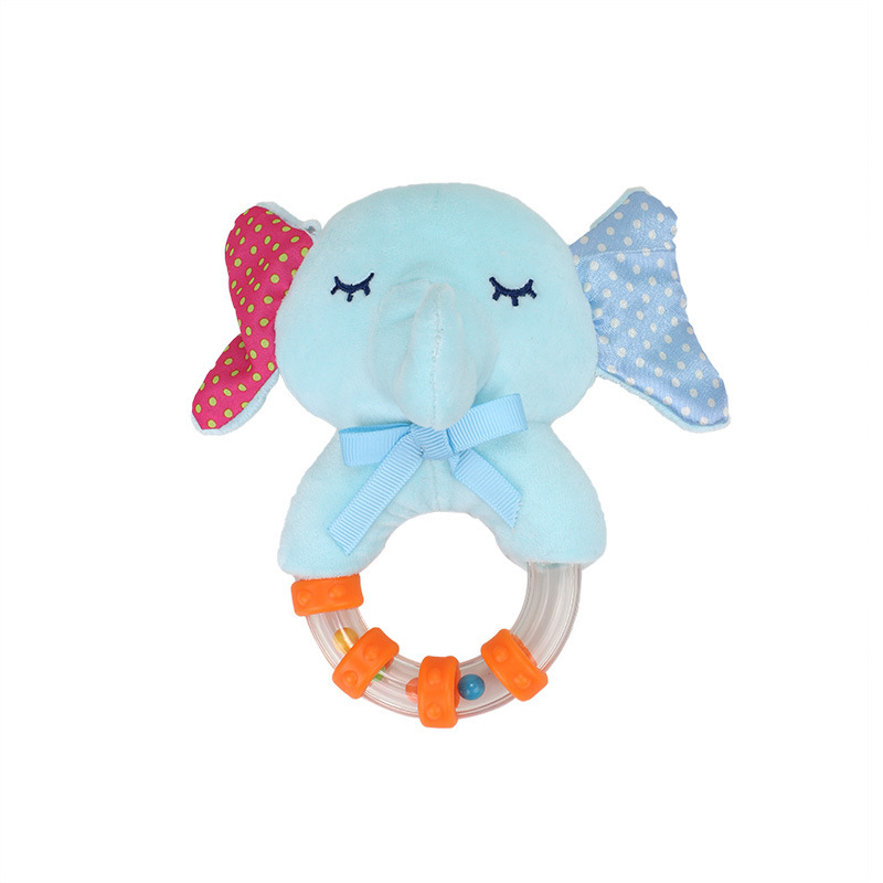 BBSKY baby cartoon animal plush doll, colorful beads, hand-held bed, bell ring, rubber particles, bell ring, round handle pic 15