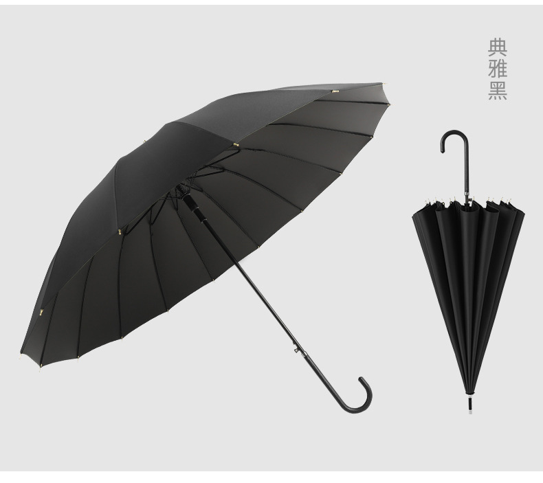 Japanese 16-bone long-handled automatic umbrella, large for both men and women, suitable for both sunny and rainy weather, straight-handled sun umbrella with LOGO printing and advertising pic 19