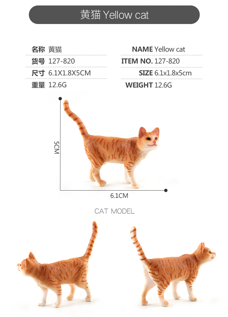 贝壳鱼动物猫咪模型玩具仿真多款家猫小猫造型宠物装饰动植物模型详情11
