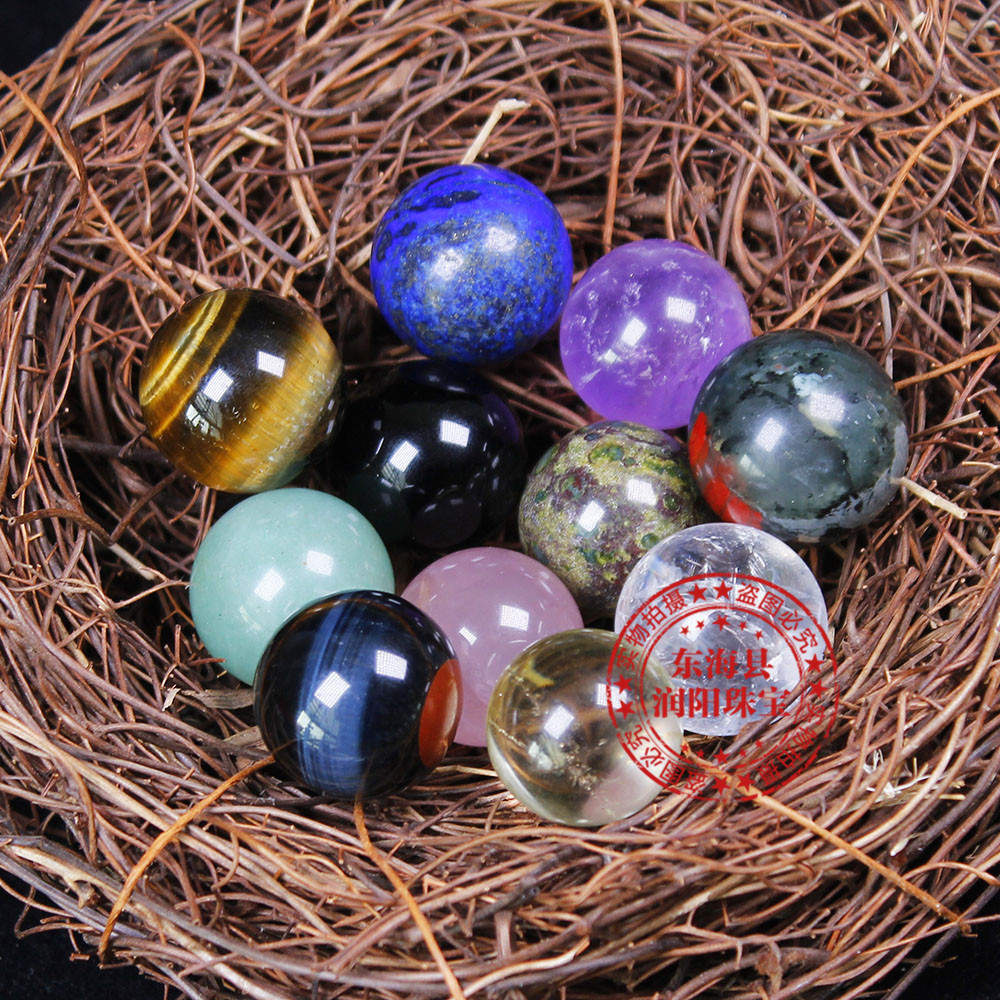 2cm天然水晶粉白紫水晶球无孔圆珠diy饰品配件散珠风水球家居摆件详情7