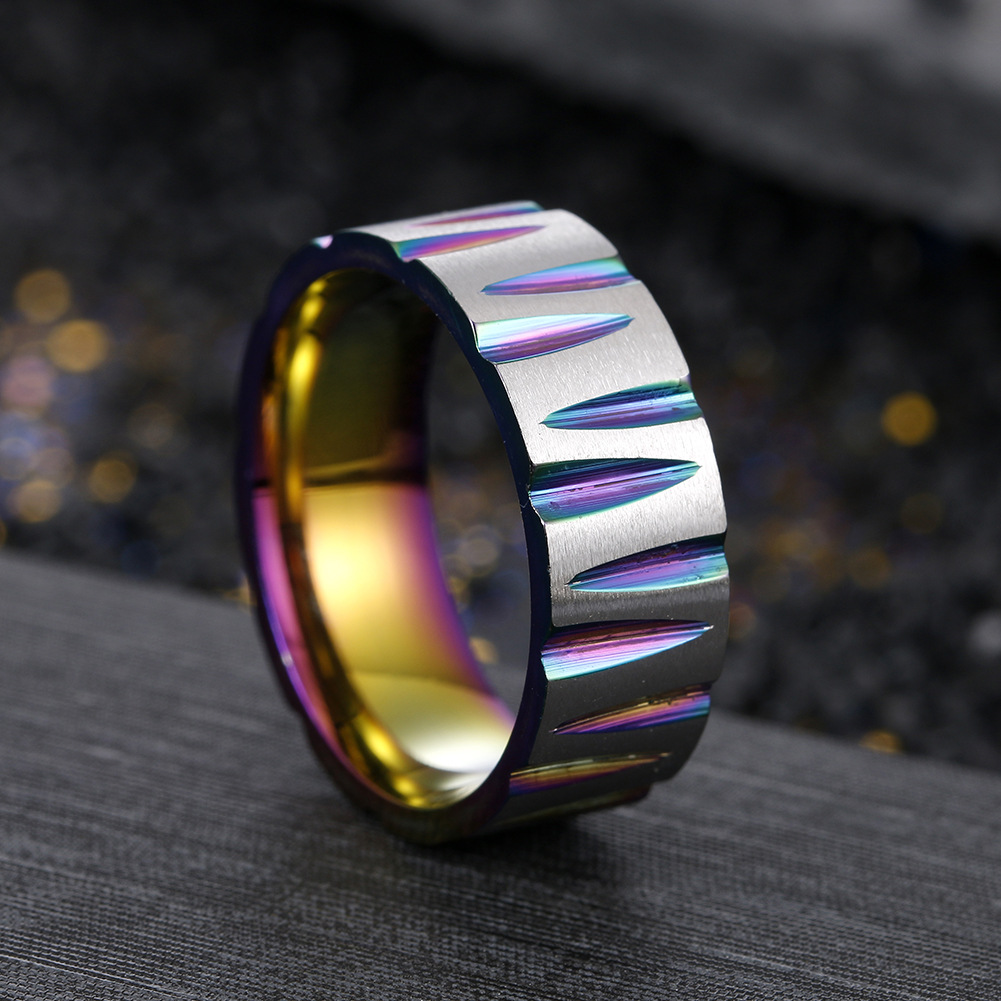 Wholesale of new cross-border stainless steel W victory rings with vacuum electroplating and seven-color brushed jewelry in the furnace, popular in Europe and America pic 6