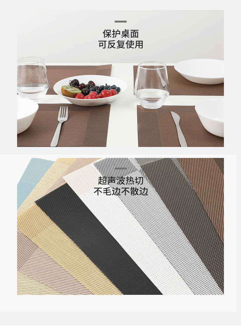 宁欣跨境特斯林环保pvc餐垫 30*45隔热防滑餐桌垫杯垫桌旗西餐垫详情8