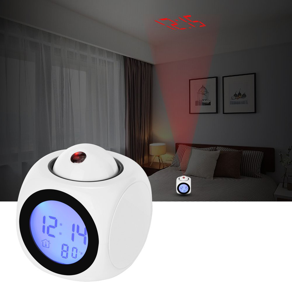 New multi-functional English projection clock, LED light projection alarm clock, voice announcement clock projection clock pic 14