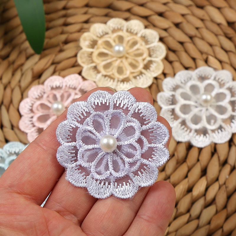 New six-color beaded organza flower triumphal bird two-layer organza lace clothing accessories factory direct sales pic 14