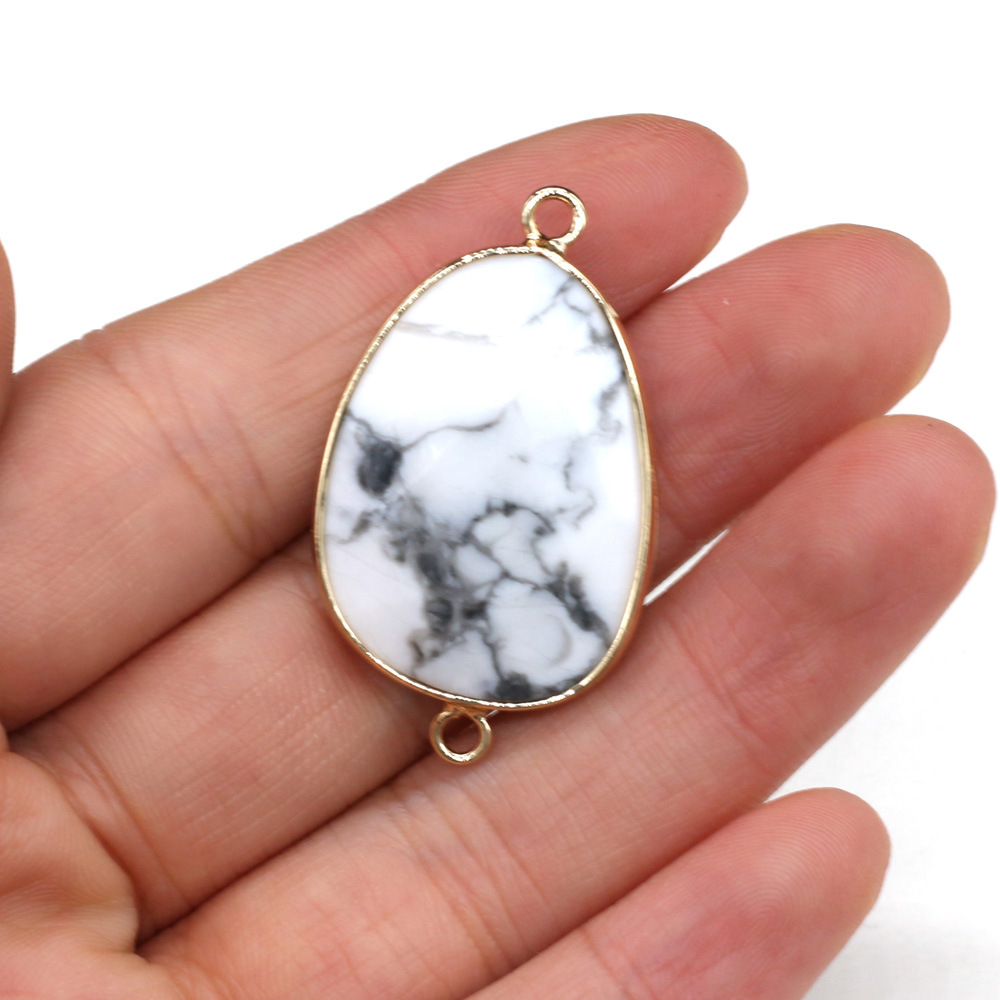 DIY jewelry making and wholesale of natural semi-precious stone irregular teardrop-shaped cut flour crystal gold-plated edge connectors pic 5