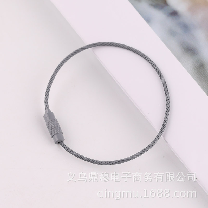 Metal colored spray-painted steel wire ring, steel wire rope rotating screw, key ring, key buckle diy bag pendant accessories pic 8