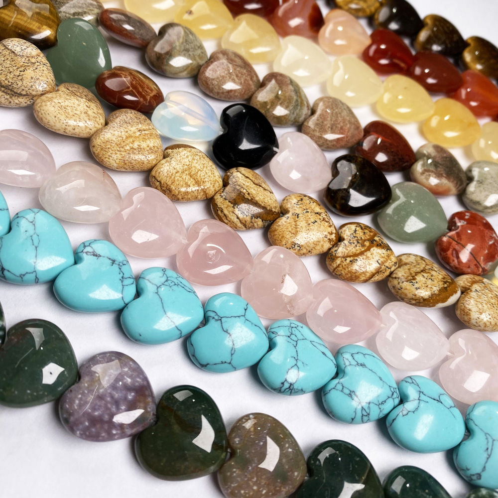 Natural stone, crystal, agate, heart-shaped semi-precious stone, loose beads, various material jewelry beads, necklaces, bracelets and accessories pic 1