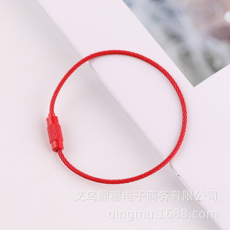 Metal colored spray-painted steel wire ring, steel wire rope rotating screw, key ring, key buckle diy bag pendant accessories pic 5