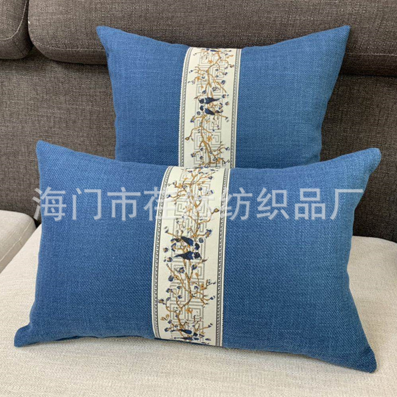 New Chinese-style linen throw pillows, chair furniture, backrest cushions, redwood sofa backrest, rectangular waist pillow with core pic 10