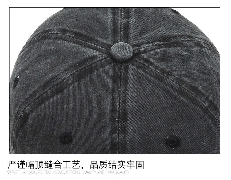 韩版春夏复古做旧弯檐鸭舌棒球帽纯色情侣水洗光板女男休闲帽子详情12