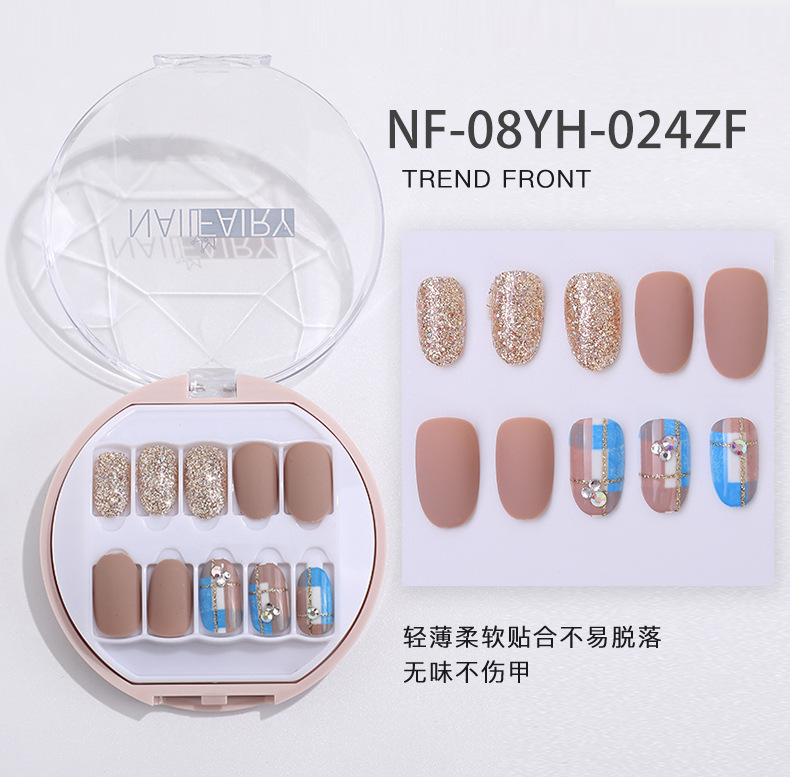 Customized new acrylic box wearable nails, finished nail plates, packaging logo, customized nail art plates, fake nails pic 12