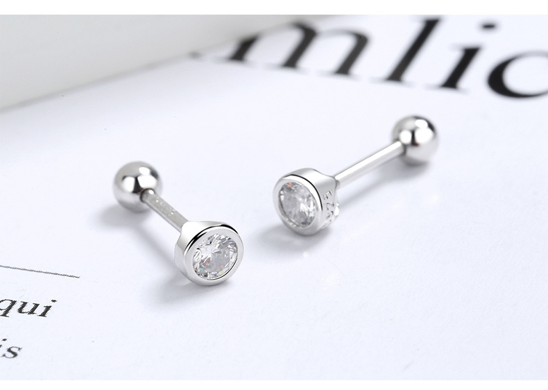 S925纯银锆石圆珠螺纹耳钉女螺丝拧扣耳骨钉简约时尚一周耳饰品潮详情18