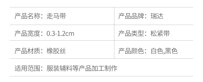 0.3-1.2cm黑白色走马跑马松紧带卷筒义乌卷筒橡筋带厂家直供批发详情7