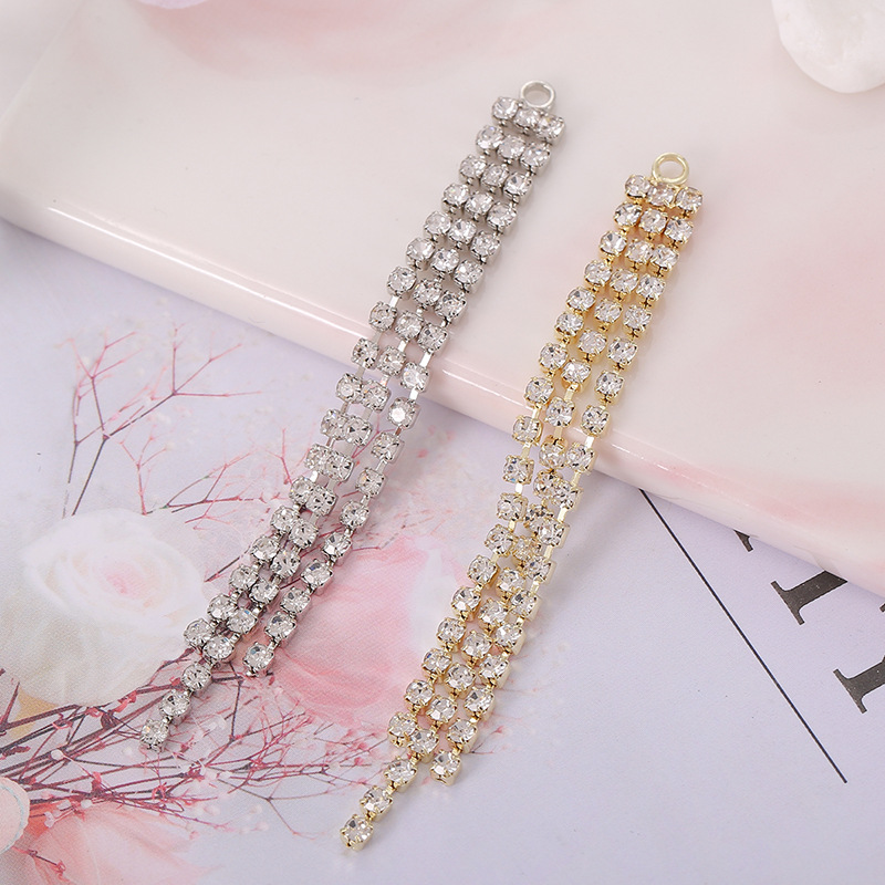 Best-selling diy water diamond claw chain, welded earrings, tassel accessories, earrings, versatile heart-shaped round five-pointed star ear strings pic 6