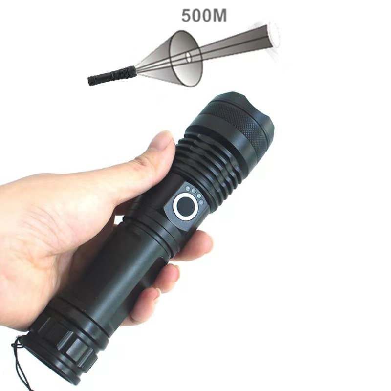 跨境大功率USB充电p70强光远射充电26650加长p50ty-c手电筒户外详情11