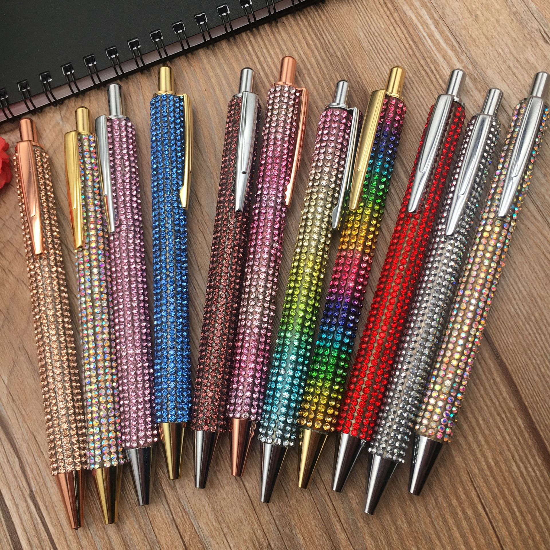 Metal core press diamond pens, ballpoint pens, multi-color copper metal pens, crystal pens, water diamond pens are in stock and available for wholesale pic 3